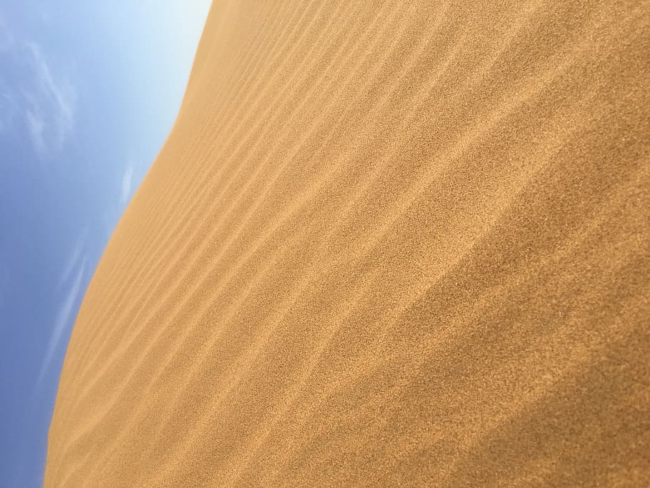desert, sorra, cap gent, patró, terra, fons, groc, marc complet, primer pla, tèxtil, textura, dia, llum solar, naturalesa, duna de sorra, bellesa a la natura, a l'interior, tranquil·litat, clima àrid, clima, blau, suavitat, 4K