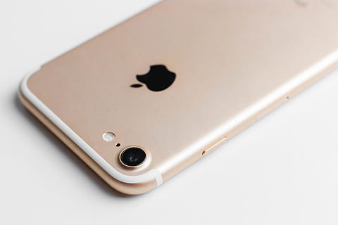 gold iphone 7, studio shot, technology, no people, single object, close-up, white background, indoors, simplicity, hole, equipment, cut out, arts culture and entertainment, copy space, connection, still life, white color, communication, blank, shape, high angle view, electrical equipment, 5K, CC0, public domain, royalty free