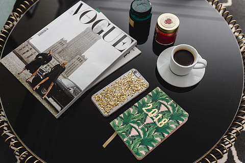 top, view, black, table, 2018 calendar agenda, food and drink, drink, high angle view, refreshment, mug, cup, coffee cup, technology, coffee - drink, coffee, no people, wireless technology, food, indoors, computer, hot drink, container, communication, still life, breakfast, tea cup, black tea, 5K, CC0, public domain, royalty free