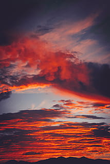 orange, sort, skyer, solnedgang, Sky, bjerg, spids, sol, horisont, mountainscape, mørk, natur, udendørs, rejse, vandre, rejselyst, skyer overalt, smuk solopgang, smuk solnedgang, fantastisk solnedgang, blå himmel, humørlys, tone, sky - himmel, skumring, himmel, orange farve, cloudscape, scenics, skønhed i naturen, blå, rød, gul, sollys, daggry, solopgang - daggry, landskab, vejr, baggrunde, dramatisk himmel, sommer, multi farvet, morgen, levende farve, lys - naturligt fænomen, tusmørke, farvebillede, ingen mennesker, majestætisk, farver, lyse, guldfarvet, sæson, dag, rolig scene, 4K, CC0, offentligt domæne, royaltyfrie