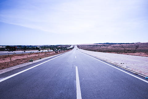 hi way road, asphalt, clouds, daylight, empty, expressway, guidance, highway, landscape, lanes, long, outdoors, roads, sky, straight, trees, road, transportation, symbol, sign, road marking, direction, marking, the way forward, diminishing perspective, vanishing point, no people, nature, day, environment, city, cloud - sky, dividing line, 2K, CC0, public domain, royalty free