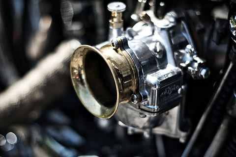 silver carburetor, chrome, close-up, design, engine, equipment, fuel, machine, machinery, modern, motor, motorcycle engine, steel, technology, valve, metal, focus on foreground, no people, mode of transportation, indoors, car, transportation, motor vehicle, day, industry, pipe - tube, vehicle part, machine part, silver colored, 5K, CC0, public domain, royalty free