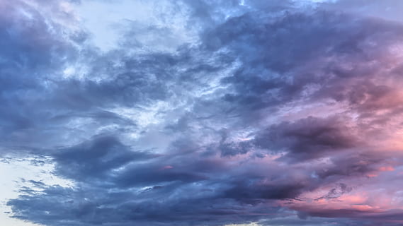 clouds during daytime, sky, outdoors, nature, cloud, weather, cloudscape, sunset, colour, color, wildlife, sunrise, cumulus, colorful, beautiful, clouds, background, cloud - sky, beauty in nature, scenics - nature, dramatic sky, no people, blue, low angle view, overcast, atmosphere, storm, tranquility, meteorology, backgrounds, thunderstorm, moody sky, wind, purple, 5K, CC0, public domain, royalty free