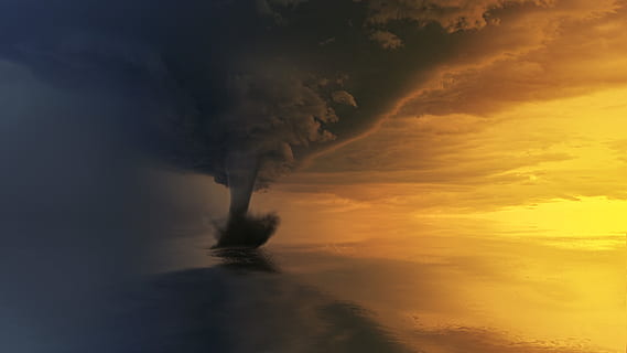 tornado, body, water, golden, hour, backlit, clouds, dawn, dramatic, evening, fog, HD wallpaper, hurricane, landscape, light, nature wallpaper, ocean, storm, sunset, yellow, sky, beauty in nature, scenics - nature, cloud - sky, sea, nature, tranquil scene, no people, tranquility, motion, non-urban scene, waterfront, orange color, idyllic, power, environment, outdoors, power in nature, 5K, CC0, public domain, royalty free