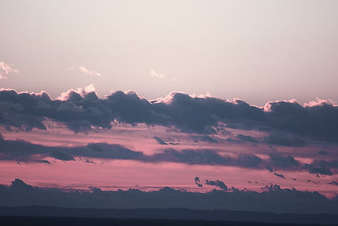 skyer, ble sky, lyserød, solnedgang, Sky, himmel, skønhed i naturen, scenics - natur, rolig scene, sky - himmel, ro, bjerg, idyllisk, bjergkæde, ingen mennesker, natur, miljø, silhuet, ikke-urbane scene, landskab, orange farve, udendørs, dramatisk himmel, 4K, CC0, offentligt domæne, royaltyfrie
