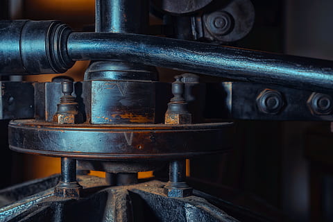 press, print, machine, printing machine, dark, black, orange, glow, handle, bar, press machine, museum, old, antique, old-fashioned, retro, retro rech, technology, industrial, classic, metal, machinery, close-up, no people, industry, equipment, valve, connection, indoors, machine part, pipe - tube, factory, machine valve, focus on foreground, manufacturing equipment, pipeline, rusty, industrial equipment, steel, 5K, CC0, public domain, royalty free
