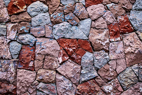 tekstur sten, farver, sten-, mønster, fuld ramme, baggrunde, tekstureret, dag, ingen mennesker, ru, solid, bygget struktur, væg, mursten, Stenmur, murbygningsfunktion, stenmateriale, arkitektur, tæt på, udendørs, klippe, rock-objekt, sten - objekt, ødelagt, beton, 5K, CC0, offentligt domæne, royaltyfrie