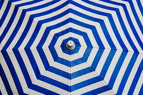 modelo, línea, geométrico, geometría, paraguas, raya, azul, circulo, diseño, simetría, forma, fotograma completo, a rayas, adentro, forma geometrica, antecedentes, nadie, arquitectura, techo, estructura construida, proteccion, el color blanco, día, vista de ángulo bajo, directamente debajo, concéntrico, 4K, CC0, dominio público, libre de derechos