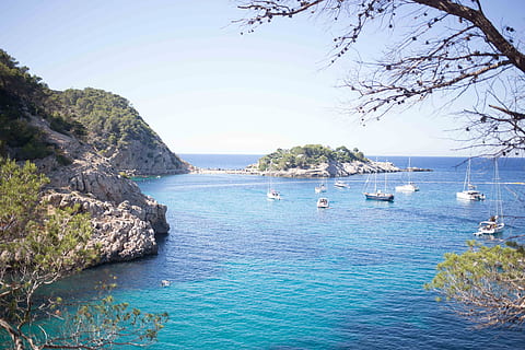green, hills, marina, beach resorts, bay, blue, coast, coastline, dock, harbor, hill, holiday, island, landscape, mountain, rock, sail, sailboat, scenic, sky, trip, beach, boat, boats on water, environment, harbour, journey, nature, riviera, sea, summer, travel, turquoise blue, vacation, water, yacht, beauty in nature, tree, plant, scenics - nature, nautical vessel, tranquil scene, tranquility, day, land, transportation, horizon, no people, idyllic, horizon over water, outdoors, 2K