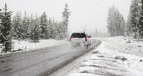 sne, efterår, faldende, is, kold, vintre, transportmidler, transportform, vinter, kold temperatur, vej, motor køretøj, bil, træ, bevægelse, natur, plante, land køretøj, retning, sner, vejen frem, dag, på farten, rejse, ingen mennesker, udendørs, ekstremt vejr, snestorm, fyrretræ, tur, 4K, CC0, offentligt domæne, royaltyfrie