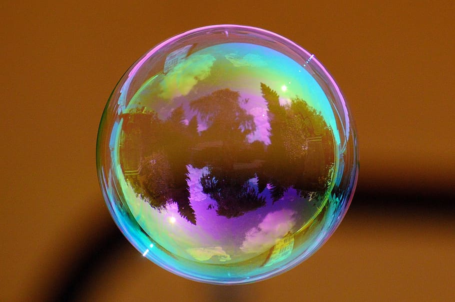 bombolla clara, bombolla, colorit, flotar, reflexions, bombolla de sabó, arbres, forma geomètrica, forma, esfera, cercle, naturalesa, primer pla, a l'interior, multicolor, cap gent, reflexió, planeta terra, sol objecte, fons de colors, transparent, tir de l'estudi, sabó sud, espai, planeta - espai, 2K