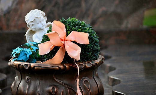 buclă, mormânt, grabschmuck, doliu, înger, ramas bun, comemora, odihnă, înmormântare, memorie, piatră de mormânt, moarte, cimitir, mormânt figura, floare, plantă, planta cu flori, să se concentreze asupra primelor elemente, zi, nici o persoana, natură, prospeţime, a închide, celebrare, planta in ghiveci, frumusețe în natură, panglică, sculptură, panglică - articol de cusut, arc legat, decor, arc, Culoarea verde, în aer liber, cap de floare, ghiveci, 5K, CC0, domeniu public, fără drepturi de autor