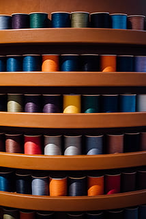 Faden, bunt, große gruppe von gegenständen, Anordnung, Regal, Vollbild, Auftrag, Hintergründe, drinnen, Stillleben, keine Leute, in einer Reihe, Stapel, mehrfarbig, Wahl, Variation, Fülle, Nahansicht, Sammlung, Wiederholung, Seite an Seite, Holz - Material, 5K, CC0, gemeinfrei, lizenzfrei