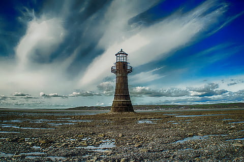 Beige, Leuchtturm, Weiß, Wolken, die Architektur, Strand, wolkig, Dämmerung, dramatisch, Abend, Wahrzeichen, Landschaft, Licht, Natur, Ozean, Felsen, zugrunde richten, Meer, seelandschaft, Himmel, Turm, Wasser, wolke - himmel, Beratung, Land, gebaute Struktur, Szenen - Natur, Sicherheit, Umgebung, Gebäude, Gebäudehülle, keine Leute, Schutz, Richtung, Schönheit in der Natur, draußen, 2K, CC0, gemeinfrei, lizenzfrei