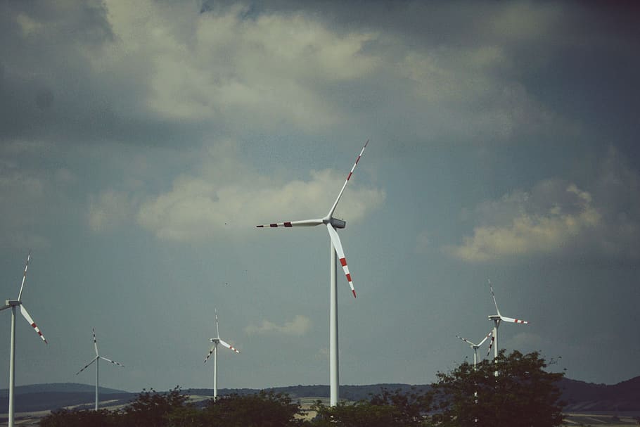 Österreich, Himmel, wolke - himmel, Turbine, Windkraft, Windkraftanlage, erneuerbare Energie, alternative Energie, Umgebung, Natur, Umweltschutz, Kraftstoff- und Stromerzeugung, keine Leute, Baum, Tag, Flagge, Pflanze, Flachwinkelansicht, draußen, Technologie, nachhaltige ressourcen, 4K