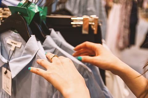 woman, chooses, clothes, store, shopping, human hand, women, one person, retail, adult, fashion, human body part, hand, choice, customer, consumerism, selective focus, business, clothing store, holding, choosing, occupation, boutique, buying, design professional, tailor, 4K, CC0, public domain, royalty free