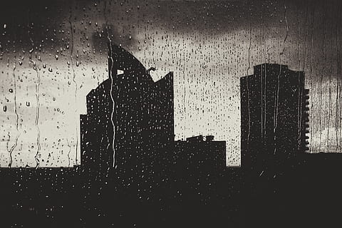 raining, rain drops, window, wet, apartments, buildings, architecture, storm, grey, sky, clouds, silhouette, drop, water, indoors, built structure, rain, no people, glass - material, transparent, nature, close-up, city, glass, rainy season, raindrop, office building exterior, skyscraper, 1080P