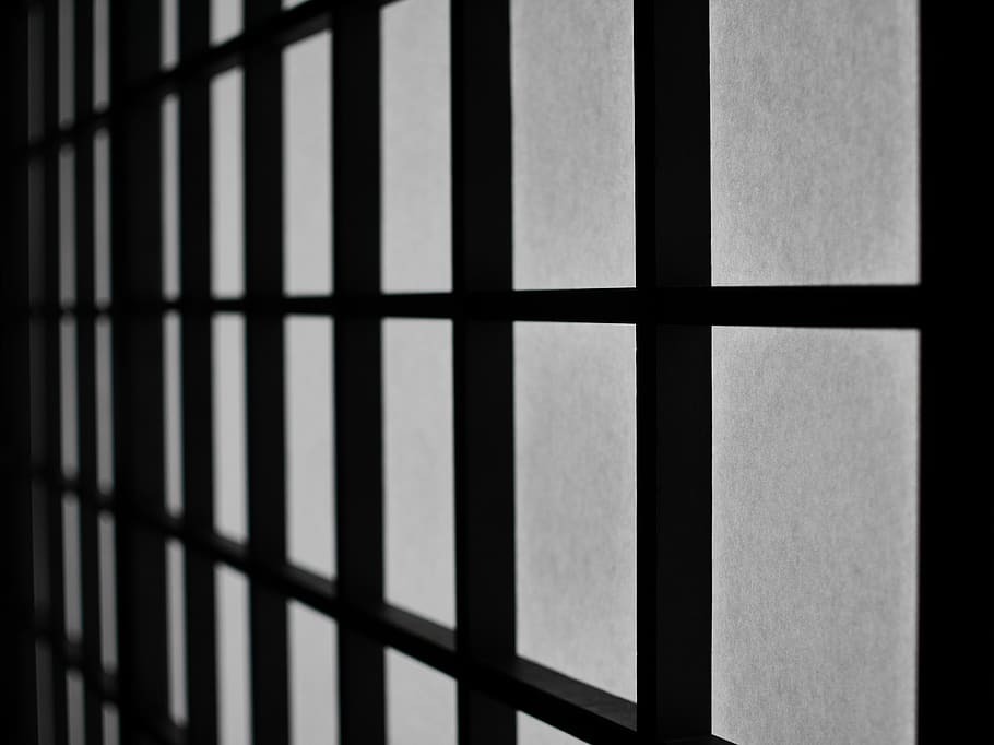 griglie in acciaio nero, bianco e nero, modello, piazze, parete, nessuno, fotogramma intero, finestra, metallo, avvicinamento, in casa, sfondi, sicurezza, protezione, architettura, prigione, giorno, barra di sicurezza, punizione, griglia, struttura costruita, forma, lega, 2K