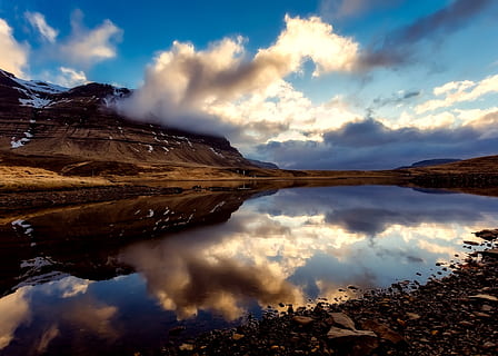 bjerglandskab, skyer, Land, daggry, dramatisk, aften, horisont, island, landskab, bjerg, natur, afspejling, klipper, naturskøn, sne, solnedgang, vand, sky - himmel, himmel, skønhed i naturen, scenics - natur, rolig scene, sø, ro, ingen mennesker, ikke-urbane scene, idyllisk, miljø, bjergkæde, dag, udendørs, snedækket bjerg, 1080P, CC0, offentligt domæne, royaltyfrie