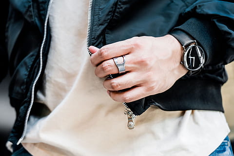 mens, &, ring photo, Fashion, Hands, Jewelry, Watch, Mens Fashion, Calendar, Ring, Time, human hand, hand, human body part, adult, clothing, one person, close-up, women, midsection, holding, focus on foreground, young adult, front view, jacket, indoors, finger, nail, 4K