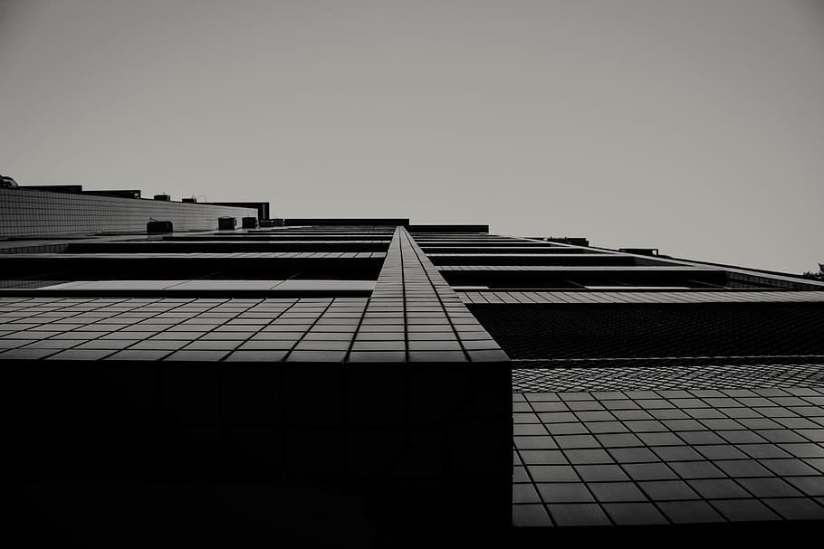 art, estructura, quadrats, línies, modern, blanc i negre, escala de grisos, arquitectura, estructura construïda, exterior de l'edifici, cel, edifici, cel clar, còpia espai, vista d’angle baix, ciutat, cap gent, naturalesa, exterior d’edifici d’oficines, alta - alta, dia, oficina, a l'aire lliure, sostre, patró, gratacels, directament a sota, 5K