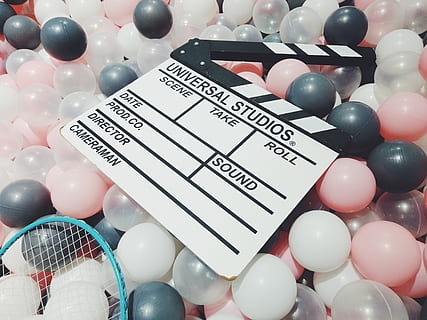 universal studio clapboard, ball, nan mian li san xiang, guangzhou shi, china, chocolate, food, dessert, clapper, roll, take, scene, clapboard, studios, universal, sphere, bowl, ballpit, director, pink, movie, text, large group of objects, communication, balloon, no people, indoors, close-up, western script, still life, number, multi colored, high angle view, celebration, script, non-western script, abundance, full frame, white color, day, choice, 4K, CC0, public domain, royalty free