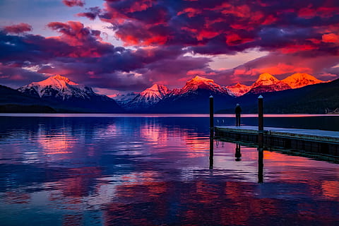 dock, cloudy, sky, front, mountain, beautiful, calm, clouds, dark, dawn, evening, jetty, lady, landscape, mountains, ocean, orange sky, peaceful, person, reflection, scenery, scenic, sea, seascape, sunrise, sunset, tourism, water, scenics - nature, beauty in nature, cloud - sky, lake, tranquil scene, tranquility, mountain range, nature, no people, idyllic, non-urban scene, waterfront, environment, snowcapped mountain, romantic sky, 1080P, CC0, public domain, royalty free