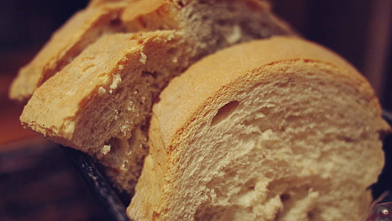 bread, food, food and drink, close-up, freshness, loaf of bread, indoors, slice, no people, dairy product, baked, selective focus, wellbeing, ready-to-eat, healthy eating, focus on foreground, brown, homemade, baguette, french food, snack, brown bread, 2K, CC0, public domain, royalty free
