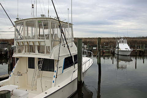 small, fishing boat, moored, marina, point, pleasant, new, jersey., moored fishing boats, docked fishing boats, small fishing boat, deck boat, offshore fishing boats, deep sea fishing boats, inshore fishing boats, commercial fishing boat, pictures of fishing boats, fishing boat image, nautical vessel, water, mode of transportation, transportation, sailboat, sky, harbor, pole, mast, no people, reflection, cloud - sky, nature, sea, day, travel, outdoors, ship, yacht, wooden post, anchored, 2K, CC0, public domain, royalty free
