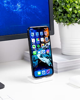 smartphone Android nero, tecnologia, comunicazione, in casa, tecnologia wireless, nessuno, smart phone, schermo, interno di casa, dispositivo di informazione portatile, connessione, set televisivo, fiore, tavolo, schermo del dispositivo, pianta fiorita, vaso, avvicinamento, multicolore, natura, 4K, CC0, dominio pubblico, privo di copyright