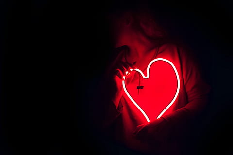 heart-shaped, red, neon signage, art, artsy, color, dark, design, energy, flame, girl, hands, heart, illustration, insubstantial, light, love, love symbol, love wallpaper, lovely, neon light, red heart, red light, romance, romantic, shape, symbol, woman, heart shape, emotion, human body part, human hand, positive emotion, hand, copy space, night, technology, one person, indoors, arts culture and entertainment, mystery, body part, studio shot, fear, adolescence, aggression, black background, valentine's day - holiday, finger, 4K