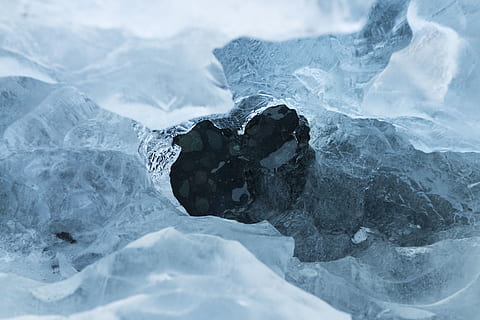 ice, snow, winter, cold, weather, solid, cold temperature, frozen, no people, nature, beauty in nature, close-up, glacier, water, day, tranquility, scenics - nature, outdoors, tranquil scene, rock, 5K, CC0, public domain, royalty free
