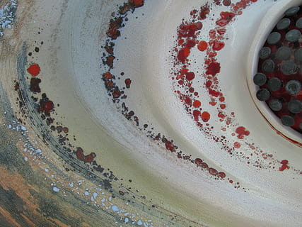 abstract, red, splashes, no people, food, indoors, directly above, food and drink, bowl, close-up, full frame, ready-to-eat, plate, table, water, still life, high angle view, wellbeing, day, pattern, healthy eating, container, temptation, 4K, CC0, public domain, royalty free