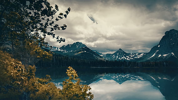 szenisch, Aussicht, Berge, Hintergrund, stille Wasser, Wolken, wolkig, kalt, dunkle Wolken, Umgebung, Landschaft, Gebirge, Natur, bedeckt, Reflexion, Bäume, Tapete, Wasser, Winter, Wald, Berg, Szenen - Natur, Schönheit in der Natur, See, wolke - himmel, ruhige Szene, Himmel, Ruhe, Baum, idyllisch, Nicht-städtische Szene, Ufergegend, Pflanze, keine Leute, schneebedeckter Berg, draußen, Reflexionssee, Formation, Gipfel, 2K, CC0, gemeinfrei, lizenzfrei