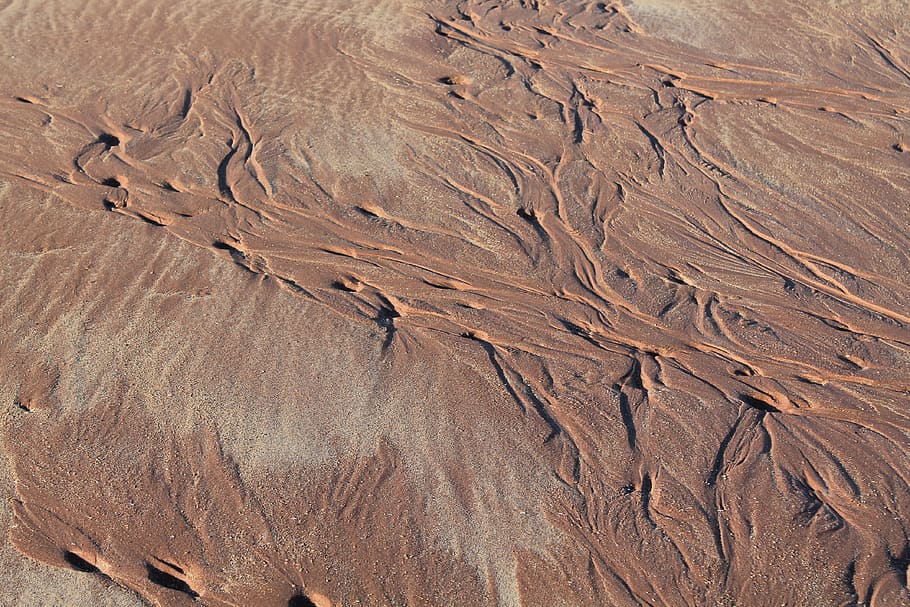 Textur, Sand, Strand, Muster, Landschaft, Land, Umgebung, Hintergründe, Wüste, High Angle View, Szenen - Natur, Natur, Klima, trockenes Klima, keine Leute, Vollbild, Ruhe, Schönheit in der Natur, Tag, Nicht-städtische Szene, braun, Geologie, draußen, 4K