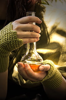 potion, magic, alchemy, bottle, piston, larp, witchcraft, the witch, brew, mystical, boiler, enchantment, paranormal, human hand, holding, hand, one person, human body part, drink, transparent, refreshment, focus on foreground, glass - material, lifestyles, food and drink, real people, women, midsection, glass, adult, indoors, finger, 5K, CC0, public domain, royalty free