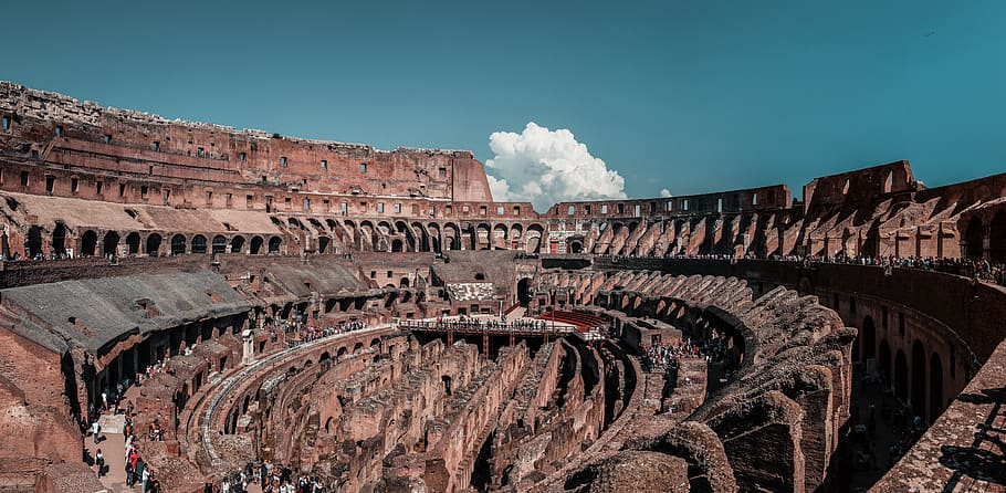 runde stadion, Italien, storby rome, arkitektur, fort, slot, bygning, landskab, udendørs, natur, arena, gammel, historie, fortiden, rejsemål, gammel ruin, amfiteater, himmel, bue, bygget struktur, turisme, rejse, kunstkultur og underholdning, by, bygning udvendig, ødelagt, gamle civilisation, arkæologi, 8K
