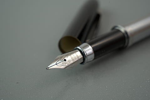 filler, write, ink, office, writing tool, writing implement, fountain pen, writing utensil, romantic, work, pen, communication, blog, workplace, writing instrument, nib, writing, paper, close-up, metal, document, no people, correspondence, signing, still life, antique, indoors, retro styled, high angle view, silver colored, luxury, paperwork, 5K, CC0, public domain, royalty free