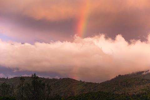 curcubeu, nori, zori de zi, amurg, peisaj, Munte, natură, pitoresc, cer, răsărit, apus de soare, nor - cer, frumusețe în natură, scenice - natura, mediu inconjurator, o scenă liniștită, liniște, nici o persoana, plantă, copac, scenă non-urbană, în aer liber, teren, idilic, dramatic cer, 5K, CC0, domeniu public, fără drepturi de autor