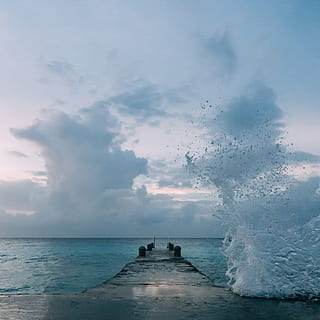 Fala oceaniczna, plusk, dok, plaża, chmury, środowisko, horyzont, molo, Natura, ocean, oceanshore, oceanside, sceneria, sceniczny, morze, pejzaż morski, pobrzeże, nadmorski, Wybrzeże, niebo, pluśnięcie, surfować, woda, rozbryzg wody, horyzont nad wodą, chmura - niebo, piękno natury, scenics - natura, ruch, żadnych ludzi, spokojna scena, moc w naturze, spokój, na dworze, moc, idylliczny, łamanie, 2K, CC0, domena publiczna, darmowe zdjęcia