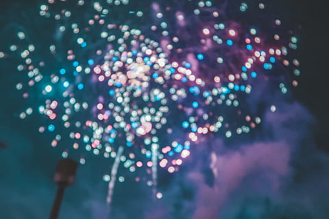 assorted-color firework display, defocused, illuminated, no people, night, light - natural phenomenon, lighting equipment, decoration, backgrounds, shape, glowing, pattern, technology, multi colored, celebration, fiber optic, christmas, event, abstract, blue, spotted, purple, 1080P, CC0, public domain, royalty free