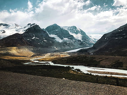 Foto, snedækkede bjerge, bjerg, væg, Sky, sne, vinter, kold, landskab, udendørs, horisont, rejselyst, udforske, eventyr, alberta, flod, Skov, is, columbia isfelt, stenet bjerg, jaspis, banff, himmel, sky - himmel, kold temperatur, scenics - natur, skønhed i naturen, bjergkæde, miljø, natur, ro, rolig scene, dag, snedækket bjerg, vand, ikke-urbane scene, ingen mennesker, bjergtop, 4K, CC0, offentligt domæne, royaltyfrie