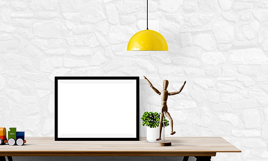 poster, wall, mockup, interior, frame, template, desk, presentation, blank, space, portrait, deco, gallery, artwork, technology, no people, indoors, wall - building feature, table, lighting equipment, plant, copy space, white color, wood - material, computer, communication, electric lamp, wireless technology, food and drink, furniture, nature, potted plant, computer equipment, 4K, CC0, public domain, royalty free