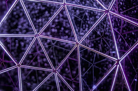 structure, purple, light, triangle, spot, full frame, pattern, backgrounds, no people, night, metal, illuminated, complexity, shape, abstract, close-up, creativity, indoors, design, long exposure, architecture, glowing, technology, star shape, 4K, CC0, public domain, royalty free