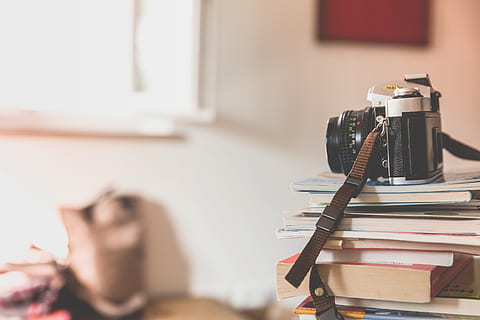 books, read, study, library, camera, lens, photography, blur, publication, book, indoors, stack, focus on foreground, home interior, table, education, selective focus, people, technology, desk, furniture, large group of objects, still life, lifestyles, learning, day, close-up, 5K, CC0, public domain, royalty free
