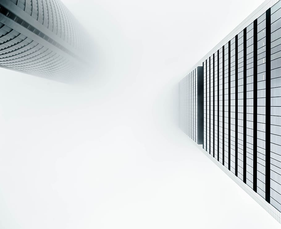 arquitectura, edifici, infraestructura, estructura, establiment, apartament, finestres, condomini, hotel, urbà, ciutat, estructura construïda, tecnologia, exterior de l'edifici, oficina, cap gent, exterior d’edifici d’oficines, dia, connexió, patró, dades, Color blanc, còpia espai, cel, naturalesa, futurista, a l'aire lliure, fons blanc, gratacels, directament a sota, 4K