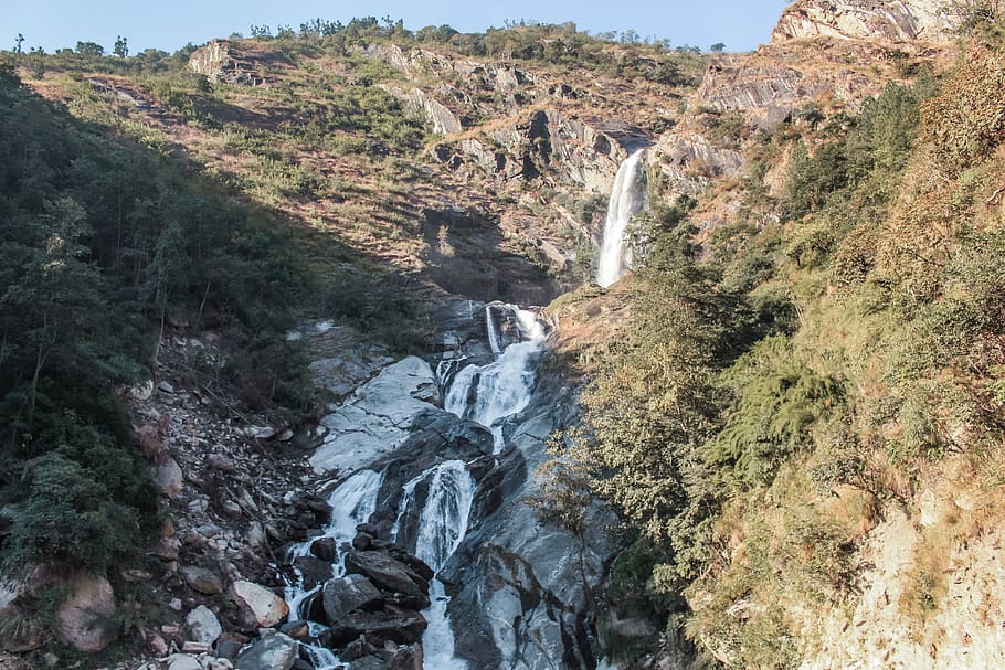 Nepal, rupse, stâncă, cascadă, scenice - natura, obiect de rocă, plantă, solid, Munte, copac, frumusețe în natură, formatie rock, expunere lungă, natură, apă curgătoare, scenă non-urbană, mişcare, teren, apă, mediu inconjurator, zi, în aer liber, nici o persoana, formare, curgere, putere în natură, 5K