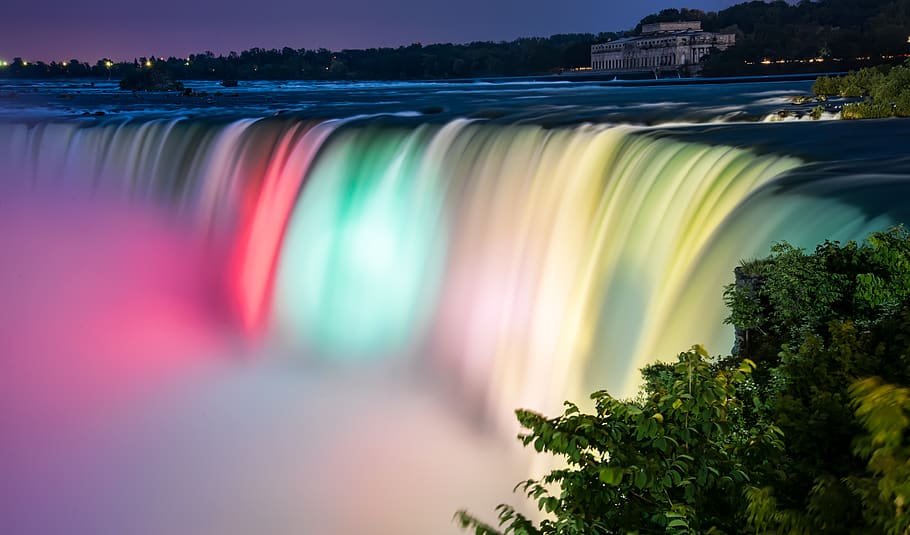 cascade multicolore, expunere lungă, apă, mişcare, cascadă, mișcare încețoșată, plantă, copac, scenice - natura, multi colorate, apă curgătoare, nici o persoana, frumusețe în natură, natură, curgere, curcubeu, sportiv, în aer liber, râu, cer, 5K