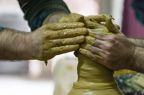 texture, tutorial, turkey, pride, pottery class, nikon d3, nikon, new experience, lesson, idfk, holding hand, help, hand, guidance, göreme, d3, clay, ceramic, cappadocium, aid, human hand, human body part, focus on foreground, close-up, men, people, body part, dirt, motion, adult, dirty, occupation, two people, day, food and drink, holding, outdoors, working, finger, 4K, CC0, public domain, royalty free