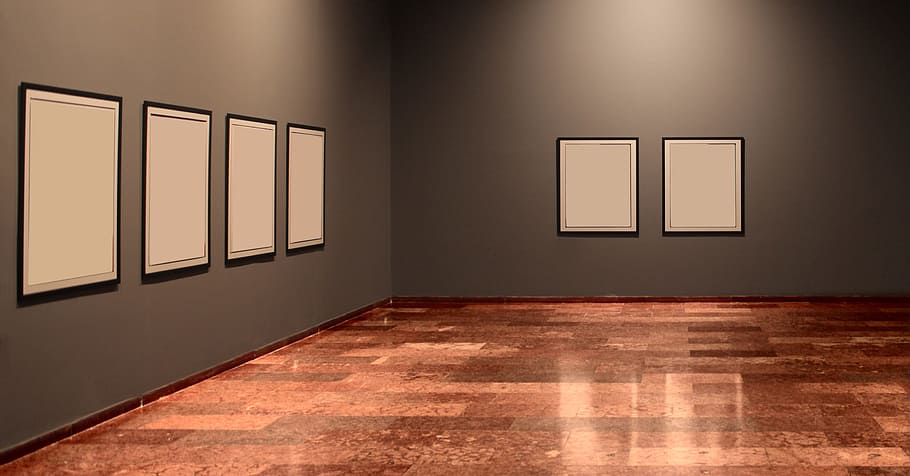 bianca, montatura, grigio, parete, Museo d'Arte, arte, confine, display, interno, luce, Museo, dipingere, immagine, riflessione, mostrare, astratto, artistico, opera d'arte, sfondo, tela, contemporaneo, creativo, creatività, vuoto, galleria vuota, mostra, esposizione, telaio, galleria, immaginazione, riflessione della luce, moderno, modello, camera, faretti, stile, cornici bianche, pavimento di legno, architettura, cornice, arte e artigianato, interno di casa, in casa, pavimentazione, caratteristica della parete, copia spazio, stanza domestica, luce - fenomeno naturale, Colore bianco, legno - materiale, nessuno, dipinti, visita, 2K